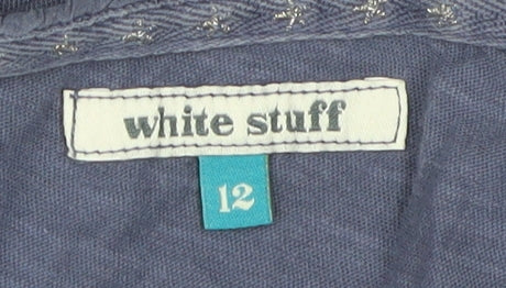 White Stuff Women's Blue T-Shirt, Size 12, Cotton, Casual