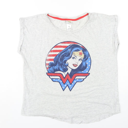 Wonder Woman Women's Grey T-Shirt Size 12 Crew Neck