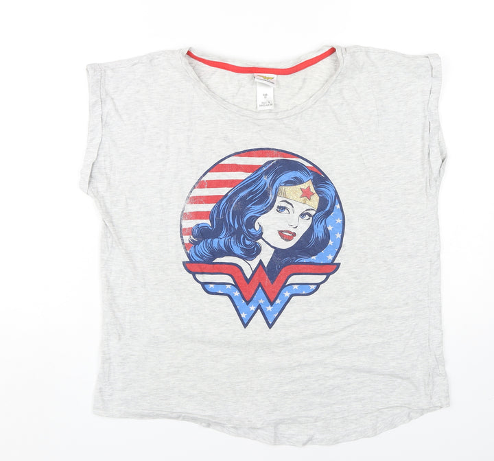 Wonder Woman Women's Grey T-Shirt Size 12 Crew Neck