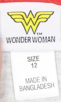 Wonder Woman Women's Grey T-Shirt Size 12 Crew Neck