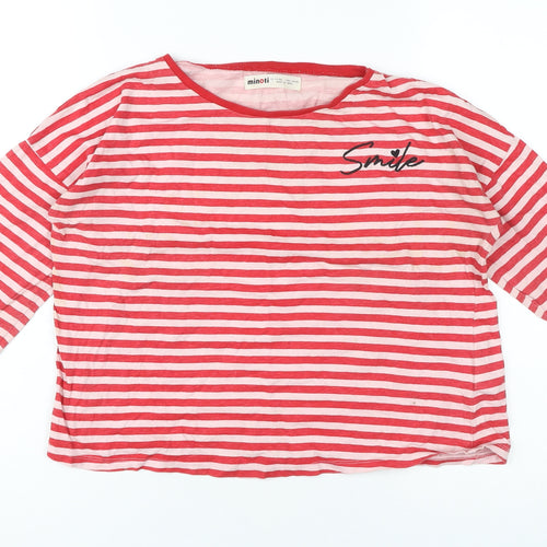 Minoti Girls Red Striped Long Sleeve T-Shirt 13-14 Years