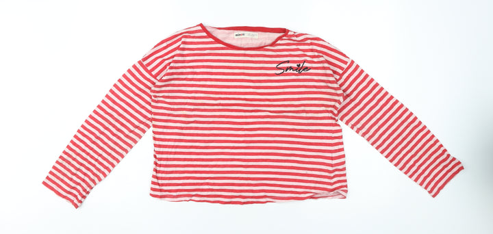 Minoti Girls Red Striped Long Sleeve T-Shirt 13-14 Years