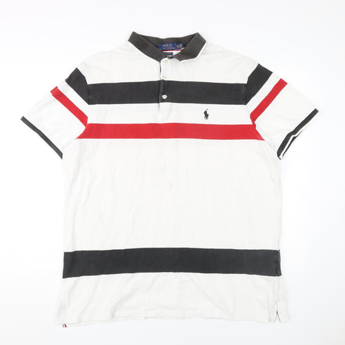 Ralph Lauren Men's 2XL Striped Polo Shirt White/Black/Red