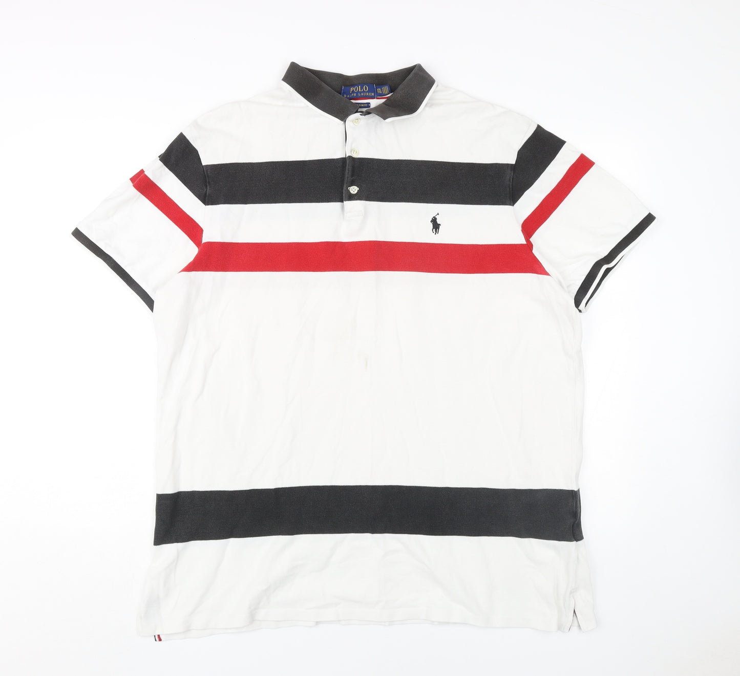 Ralph Lauren Men's 2XL Striped Polo Shirt White/Black/Red