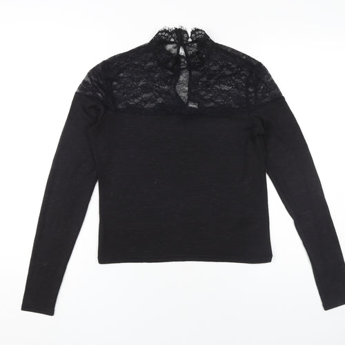 H&M Women Black Lace Long Sleeve Blouse M