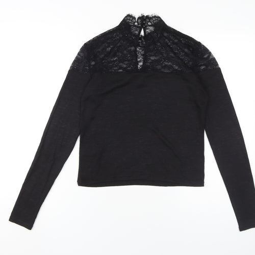 H&M Women Black Lace Long Sleeve Blouse M