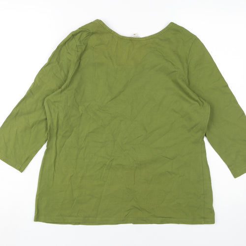 Seasalt Cornwall Green 3/4 Sleeve Women's Tee UK 12