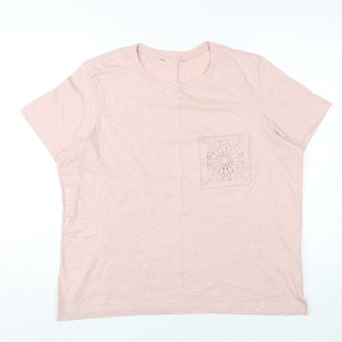 Marks and Spencer Women's Pink Cotton T-Shirt UK 16