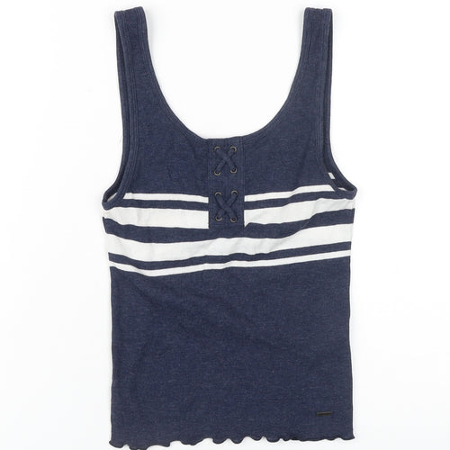 Hollister Women's Blue Striped Tank Top S