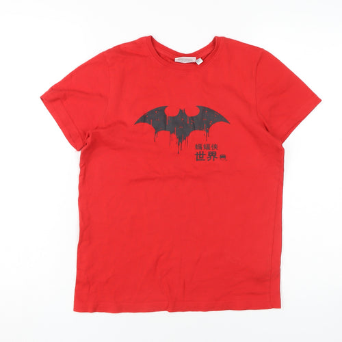 DC Comics Boys Red Batman Superhero Graphic T-Shirt Size 146