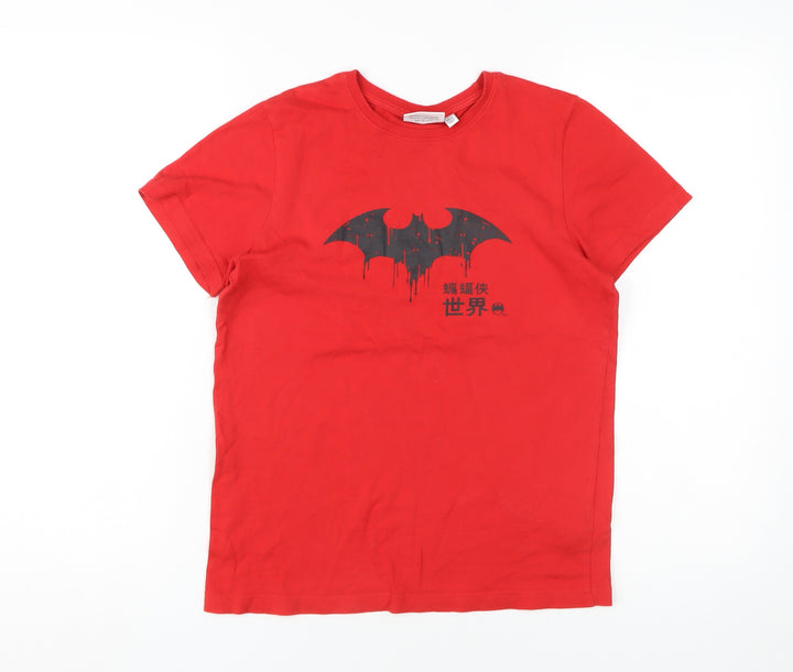 DC Comics Boys Red Batman Superhero Graphic T-Shirt Size 146