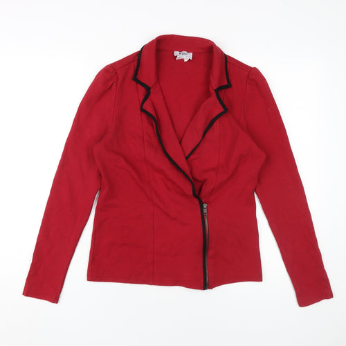 b.p.c. Women's Red Long Sleeve Zip Jacket Size 10