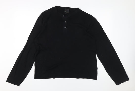 Murano Sport Men's Black Henley Jumper Large