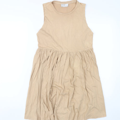 Bershka Women's Beige A-Line Dress XS