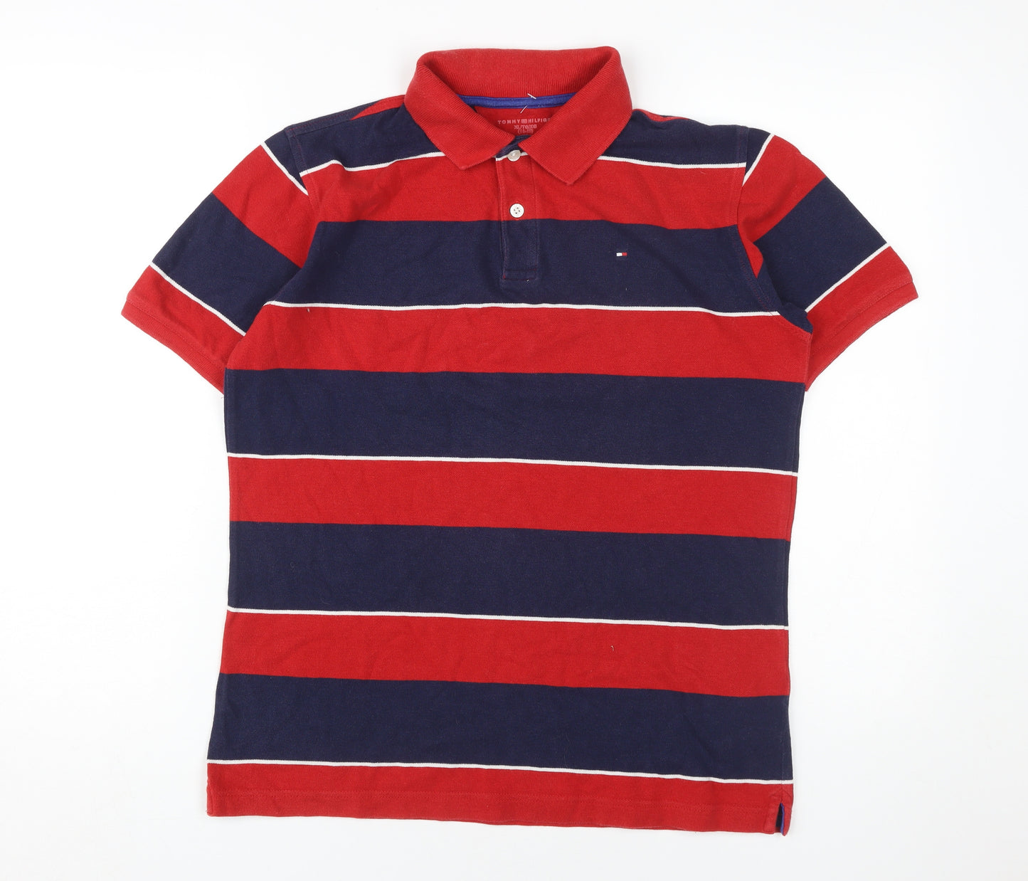 Tommy Hilfiger Boys Red Blue Striped Polo Shirt XL