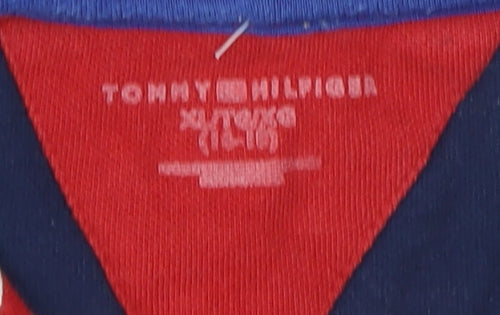 Tommy Hilfiger Boys Red Blue Striped Polo Shirt XL