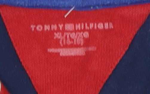 Tommy Hilfiger Boys Red Blue Striped Polo Shirt XL
