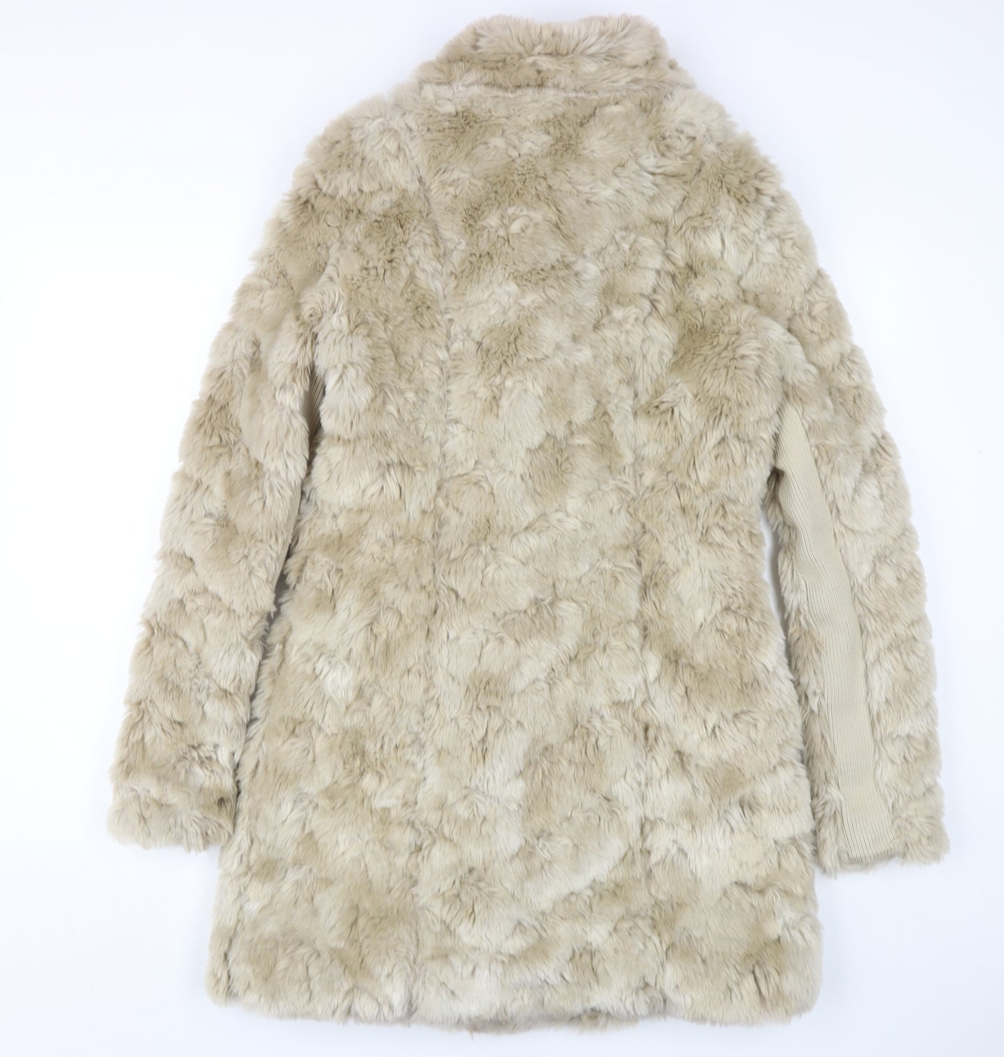 Next Women's Beige Faux Fur Coat Size 10 Mid-Length