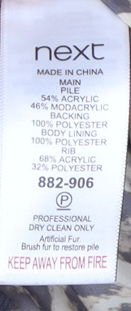 Next Women's Beige Faux Fur Coat Size 10 Mid-Length