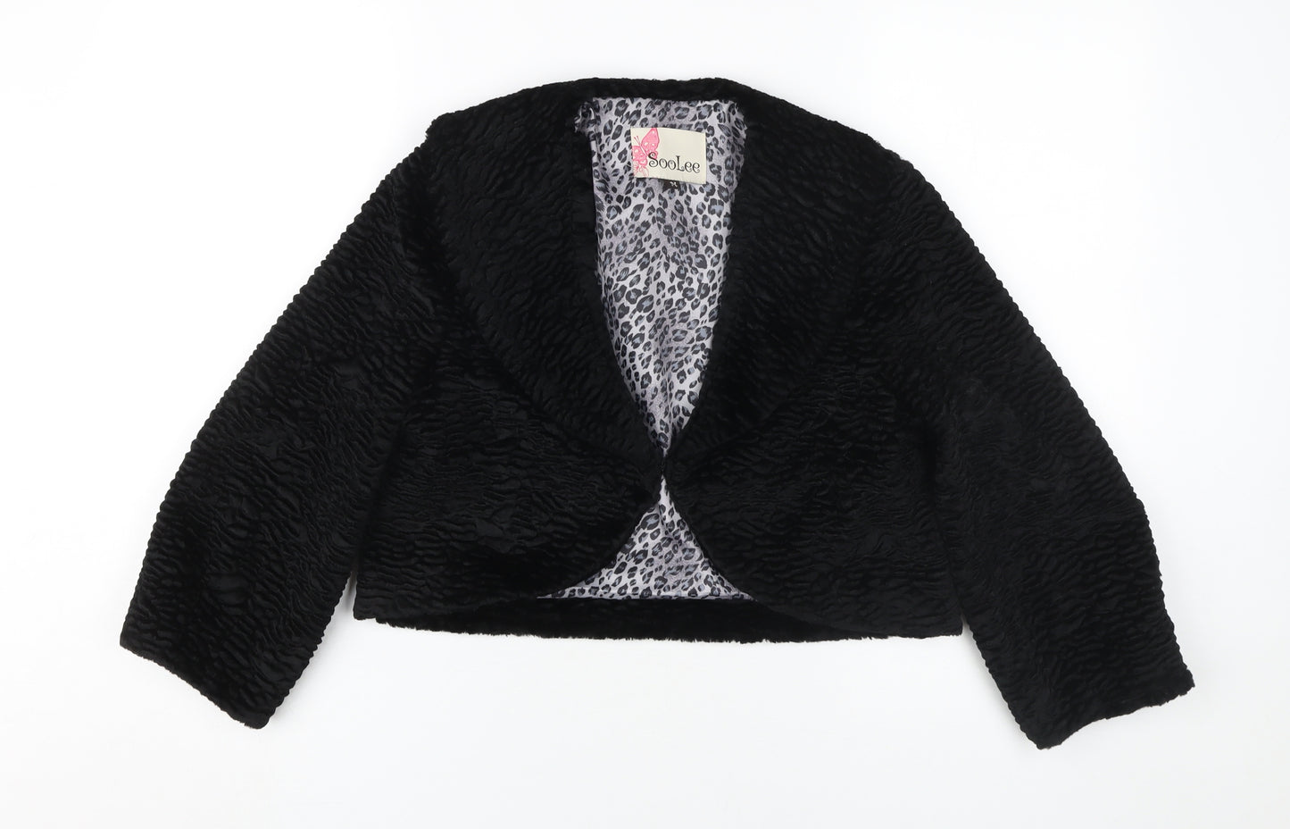 SooLee Women's Black Cropped Jacket, Size M, Elegant