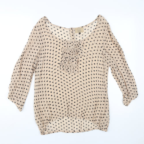 River Island Women's Beige Polka Dot Blouse, Size 12