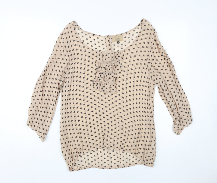 River Island Women's Beige Polka Dot Blouse, Size 12