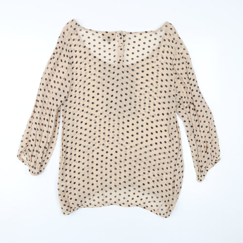 River Island Women's Beige Polka Dot Blouse, Size 12