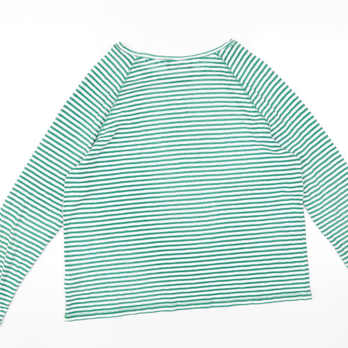Marks and Spencer Women Green Striped T-Shirt Size 14