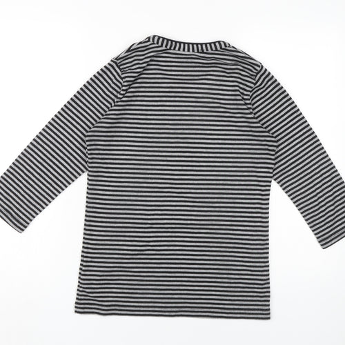 Fabrizio Women's Black Striped Crew Neck T-Shirt