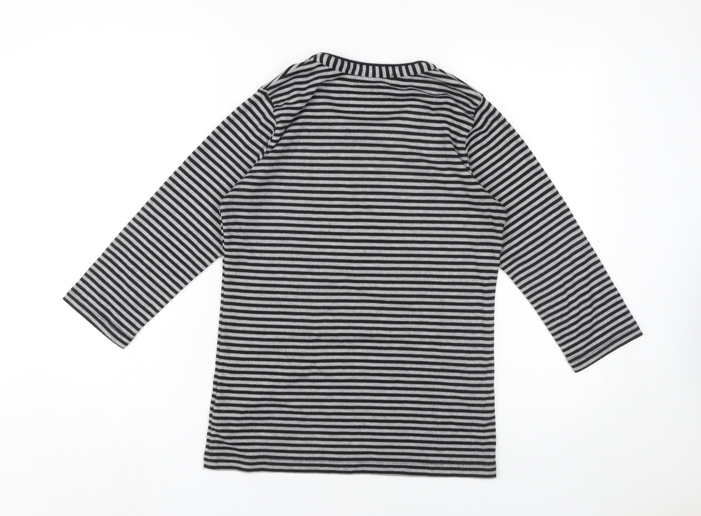 Fabrizio Women's Black Striped Crew Neck T-Shirt