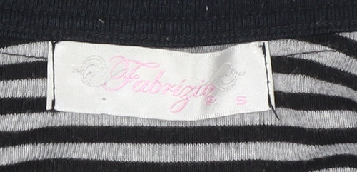 Fabrizio Women's Black Striped Crew Neck T-Shirt