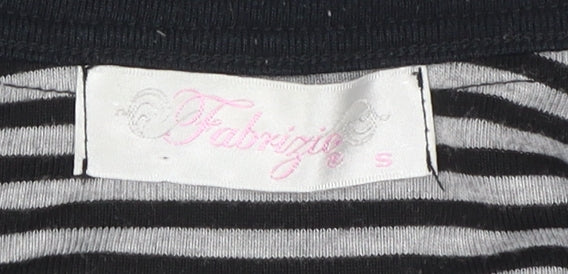 Fabrizio Women's Black Striped Crew Neck T-Shirt