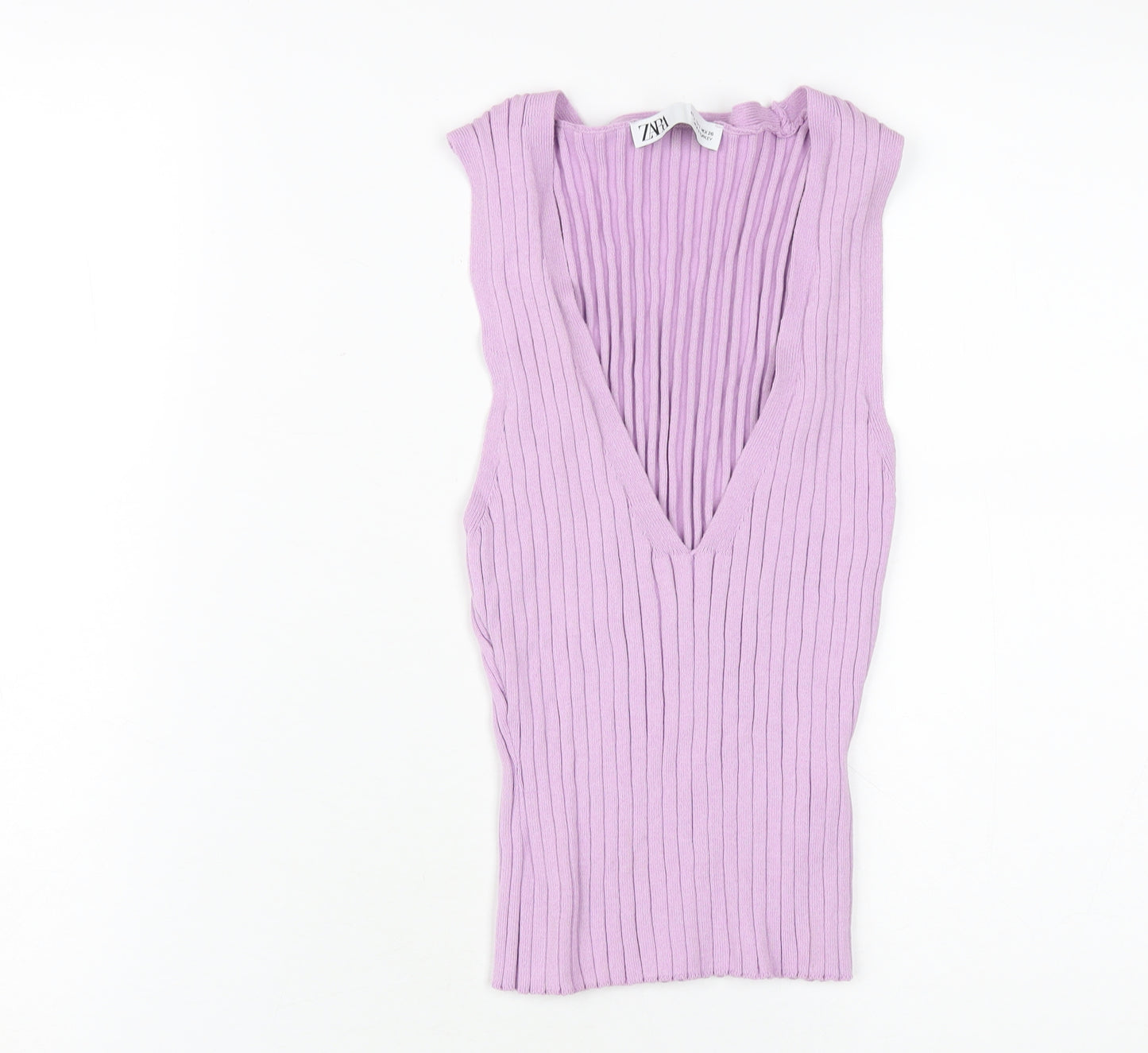 Zara Women's Purple V-Neck Tank Top, Size S, Casual