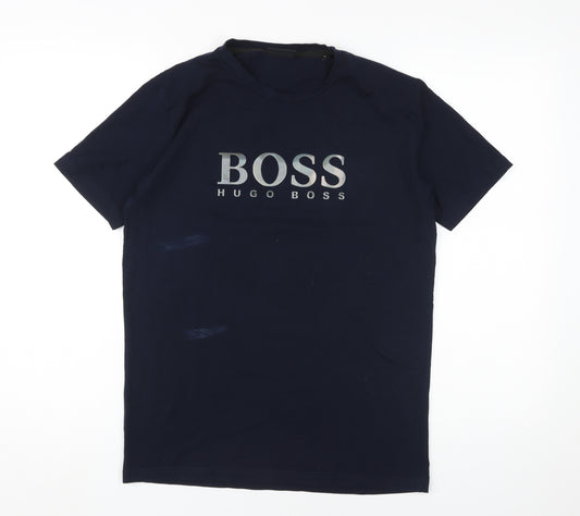 Hugo Boss Men's Blue Logo T-Shirt Size L