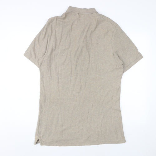 Marks and Spencer Men's Beige Polo Shirt Medium