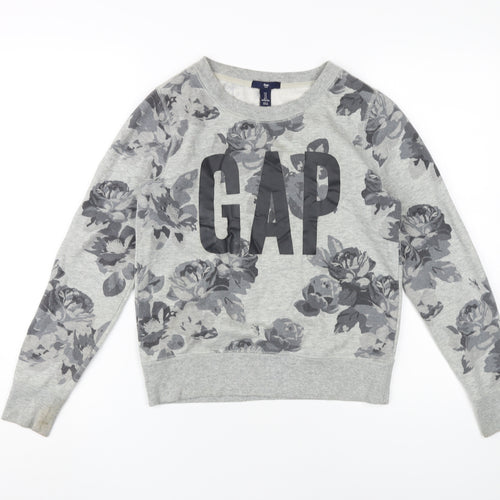 GAP Women’s Grey Floral Logo Sweatshirt - S