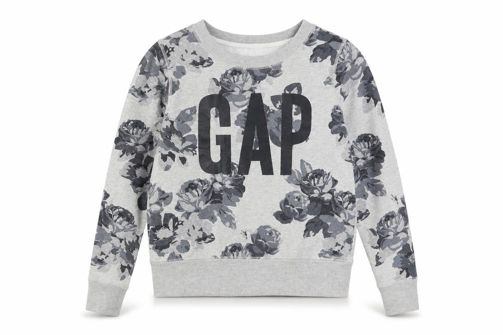 Front view of Gap Women’s Grey Floral Logo Sweatshirt - S