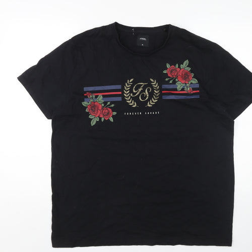 Burton Menswear Black XL Rose Men's T-Shirt