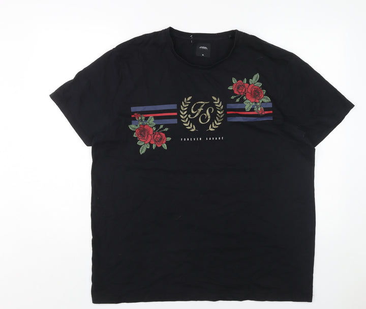 Burton Menswear Black XL Rose Men's T-Shirt