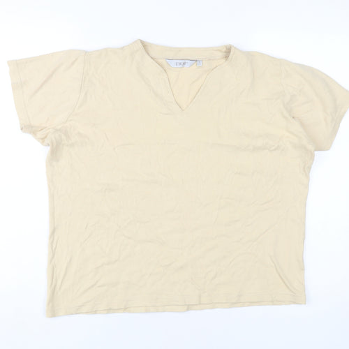 EWM Women's Beige Basic V-Neck T-Shirt, L