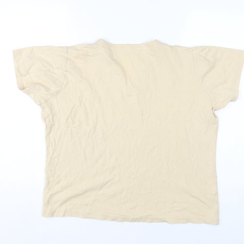 EWM Women's Beige Basic V-Neck T-Shirt, L