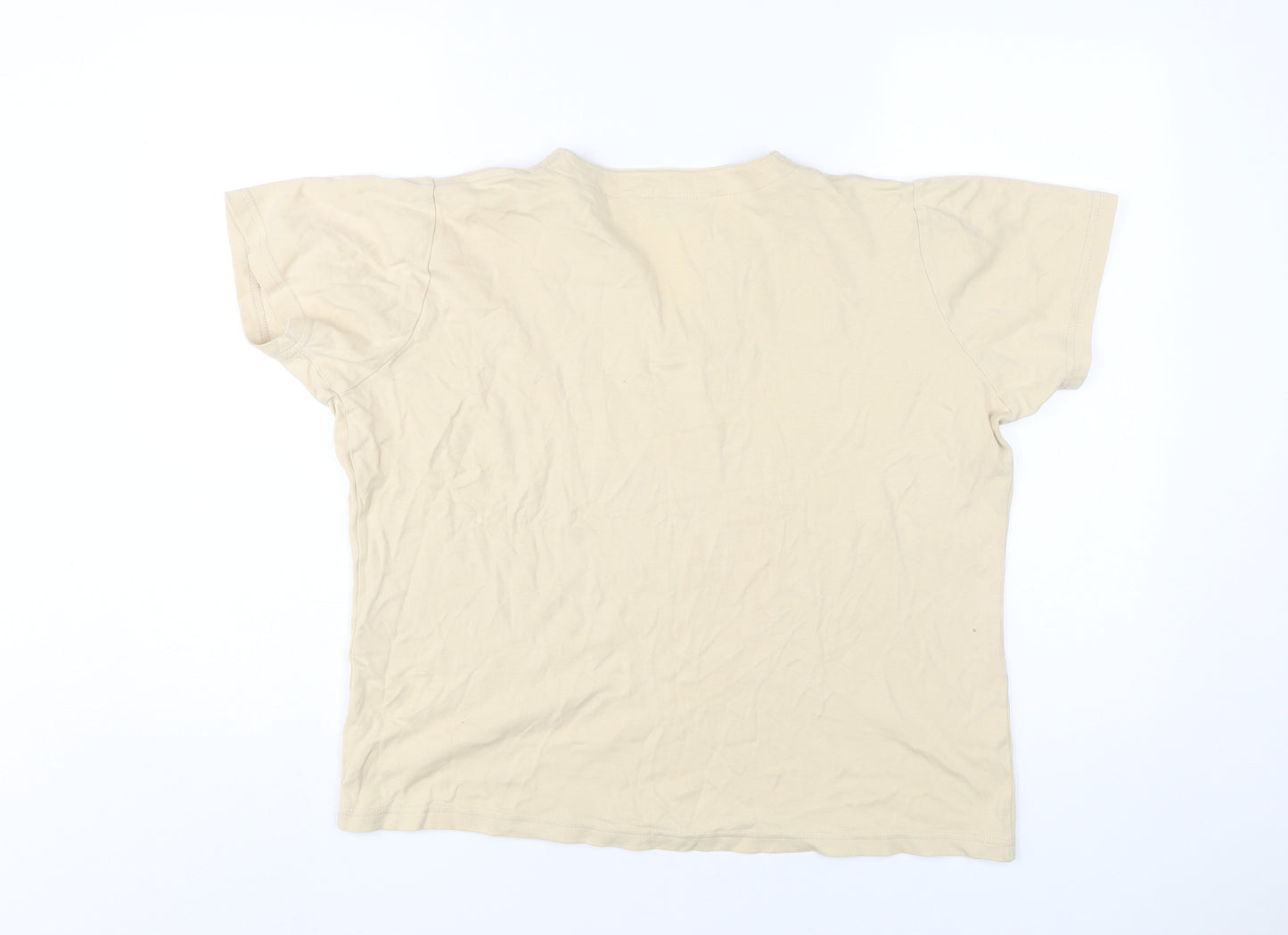 EWM Women's Beige Basic V-Neck T-Shirt, L