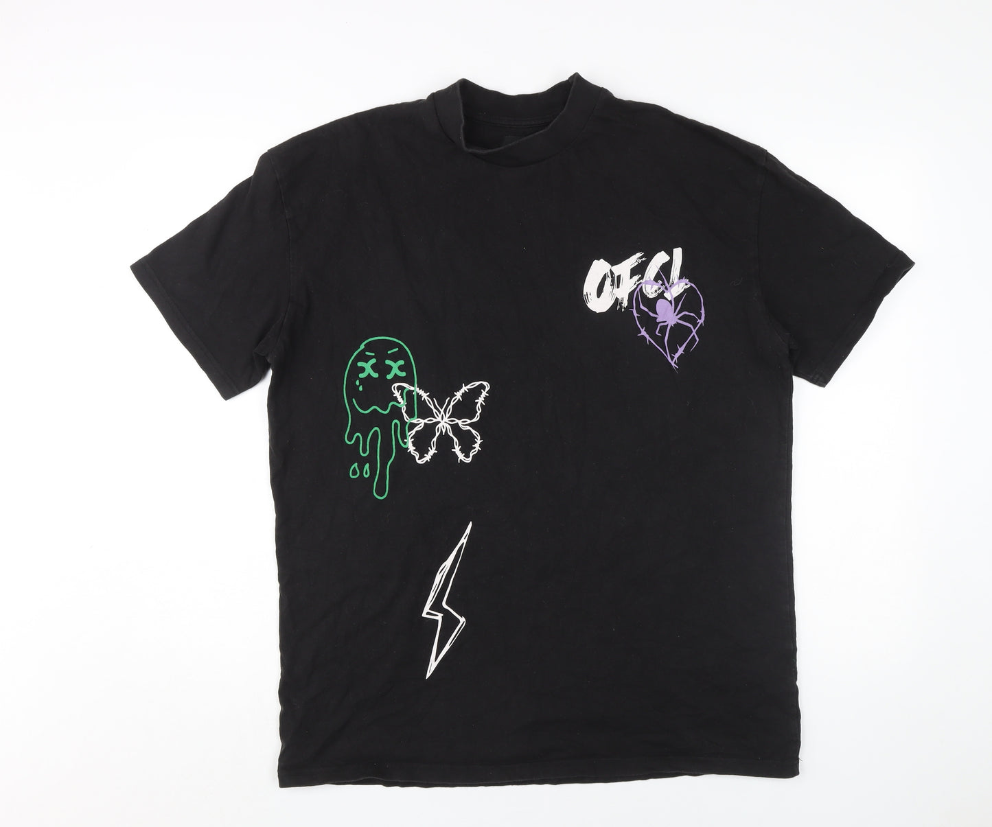 boohooMAN Men's Black Graphic T-Shirt Medium