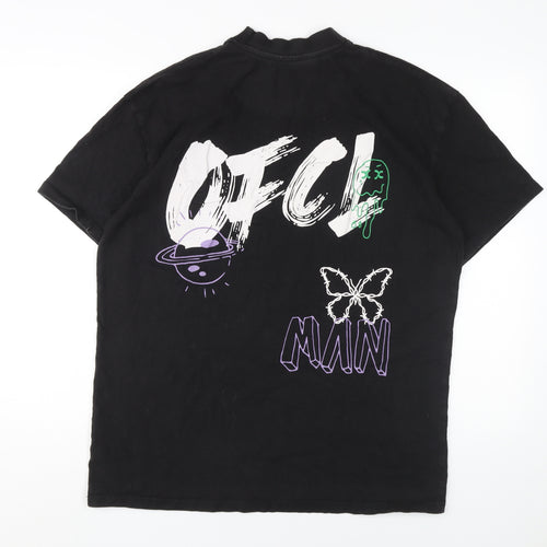 boohooMAN Men's Black Graphic T-Shirt Medium