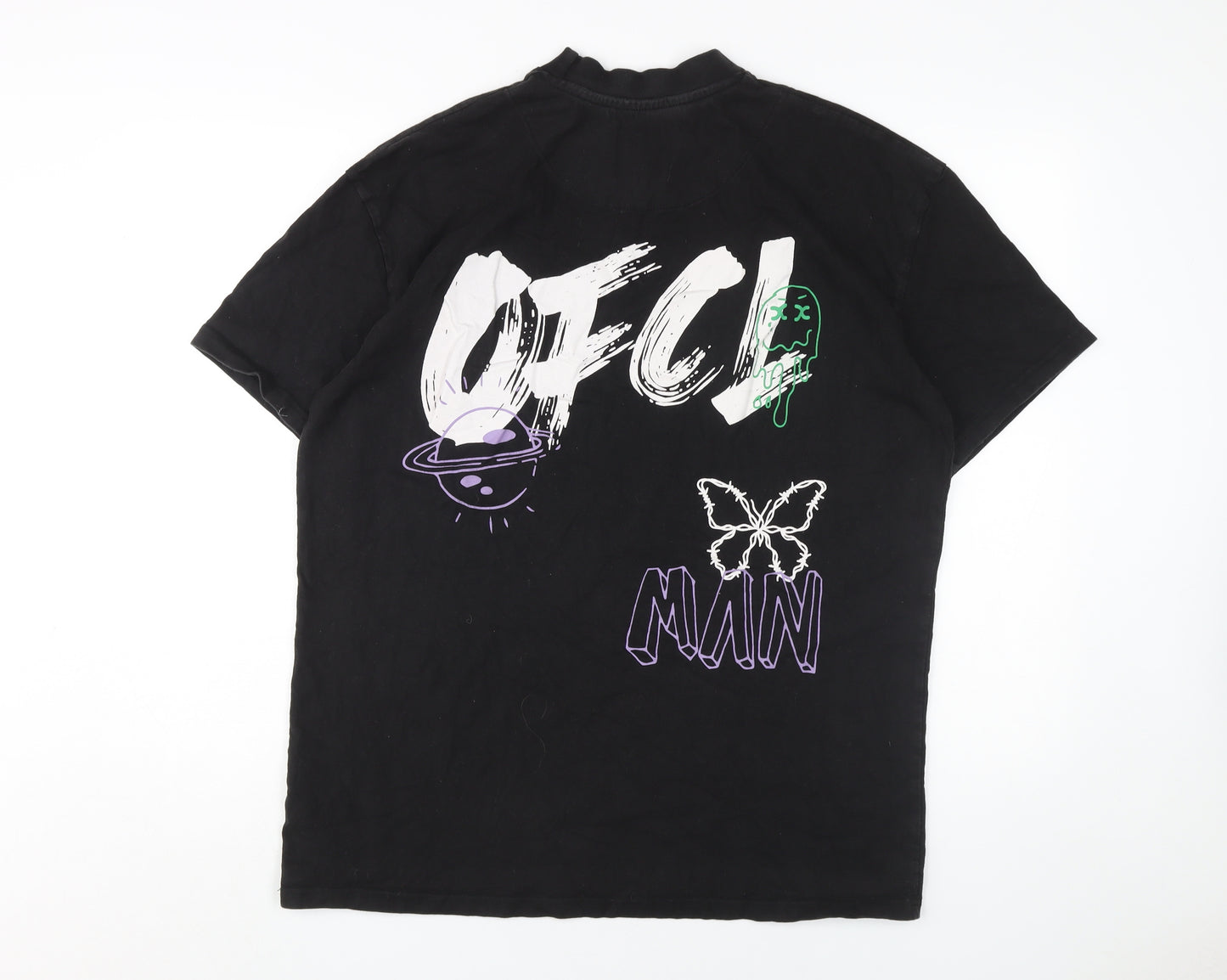 boohooMAN Men's Black Graphic T-Shirt Medium