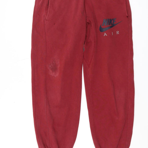 Nike Men Red Jogger Trousers S Cotton Blend
