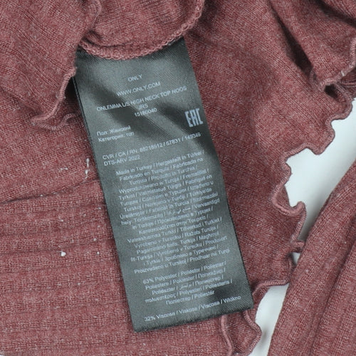 Only Women's Red High Neck Blouse XS