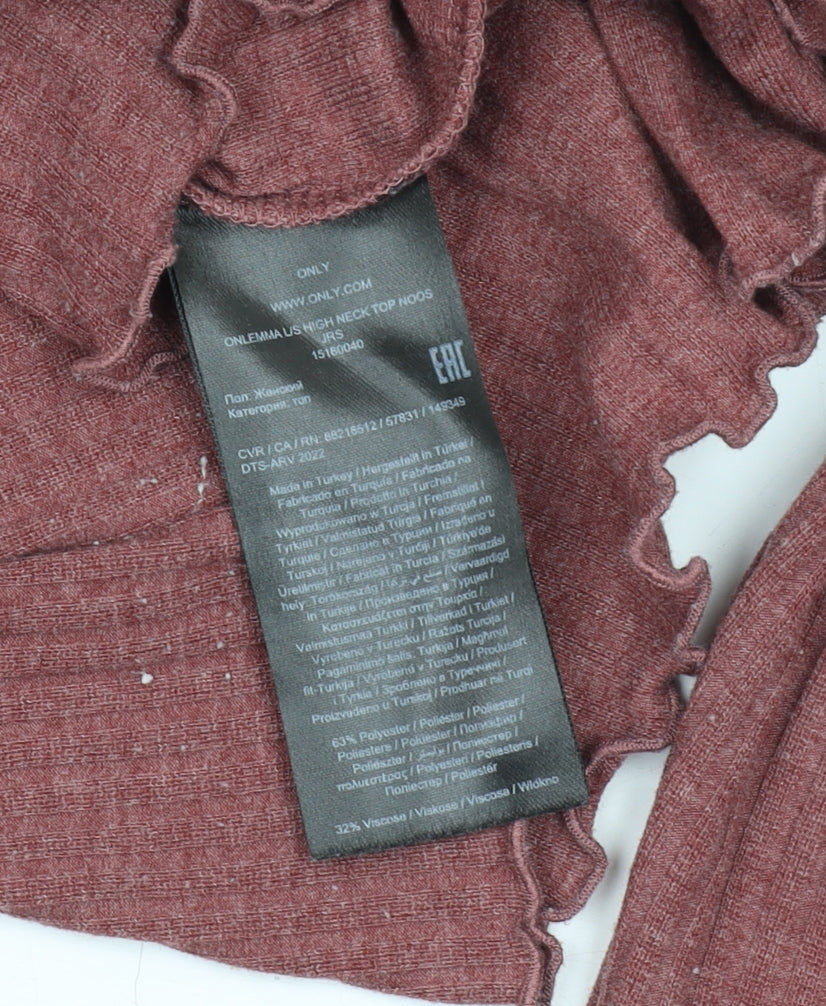 Only Women's Red High Neck Blouse XS