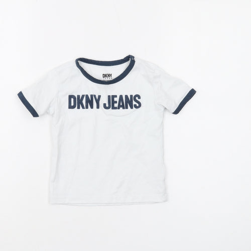DKNY Boys White Ringer T-Shirt, Age 2, Comfortable Casual Wear