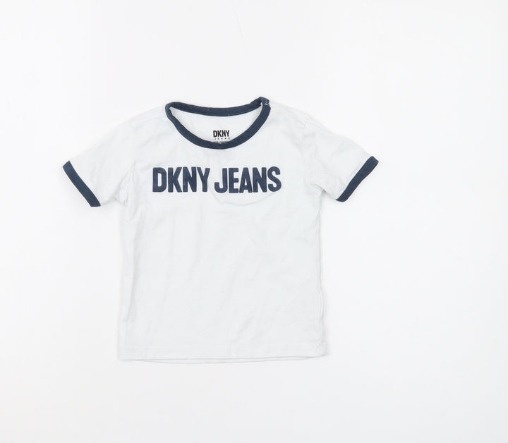 DKNY Boys White Ringer T-Shirt, Age 2, Comfortable Casual Wear